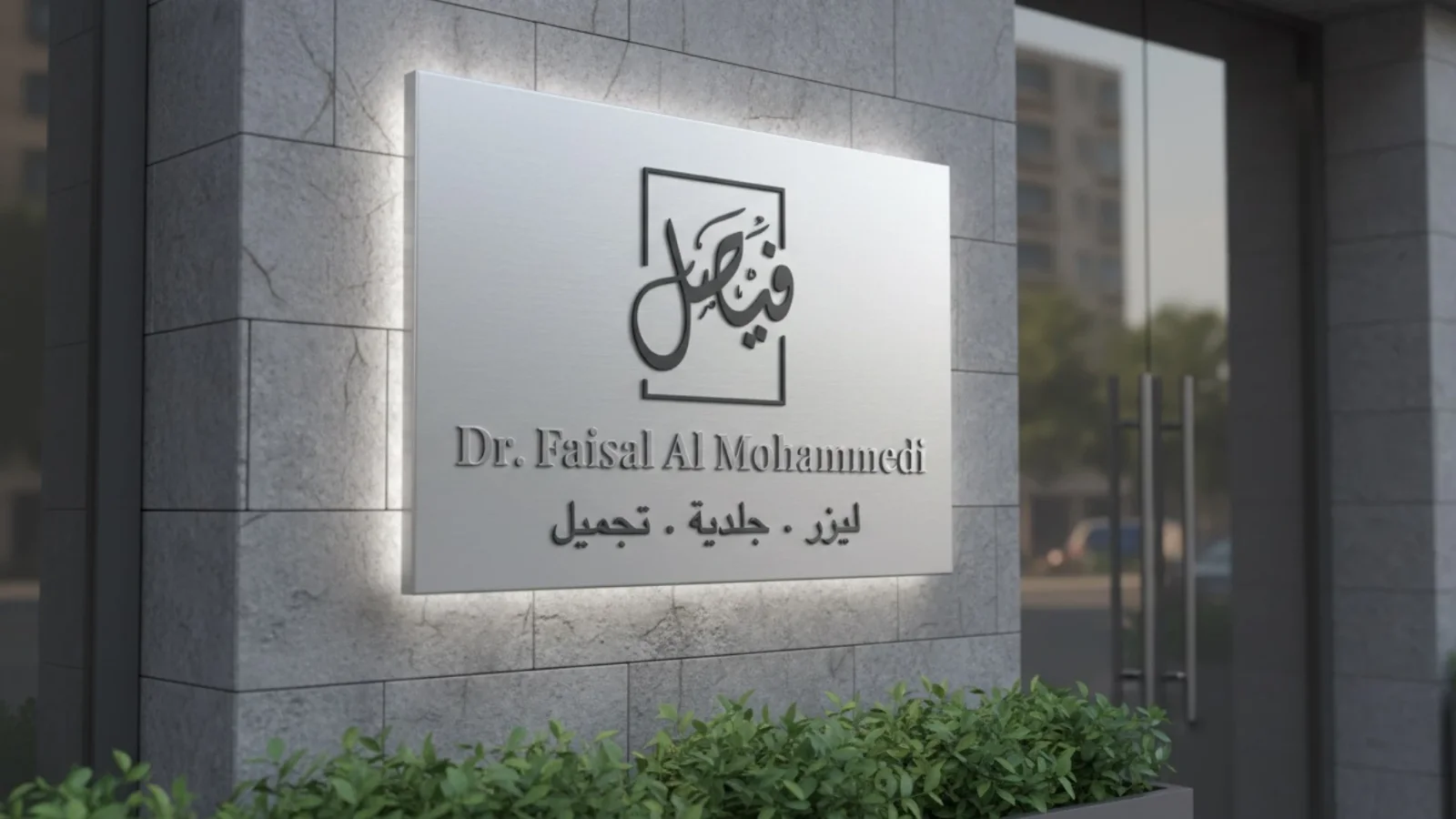 لوحة عيادة د. فيصل المحمدي نهارًا